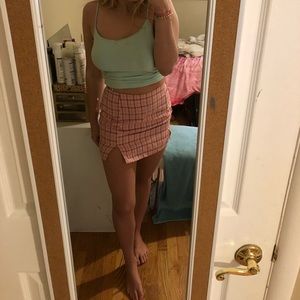 Pink plaid skirt Romwe